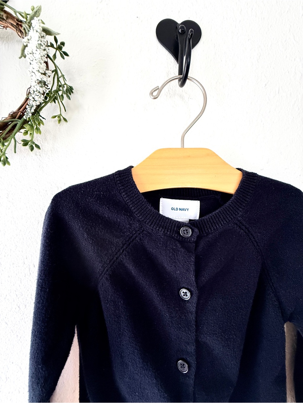 Old Navy Girls 2T Black Long Sleeve Button Front Cardigan Sweater 100% Cotton